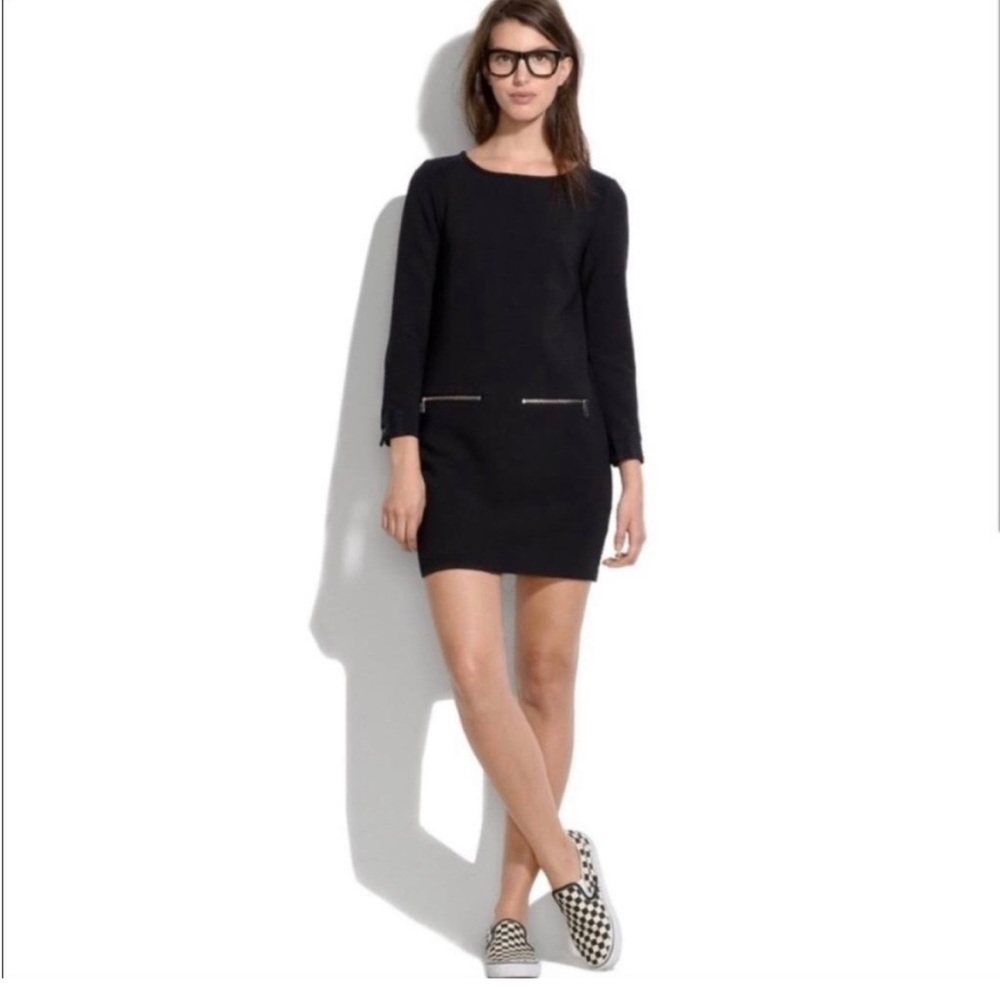 Madewell Black Long Sleeve Shift Dress L
